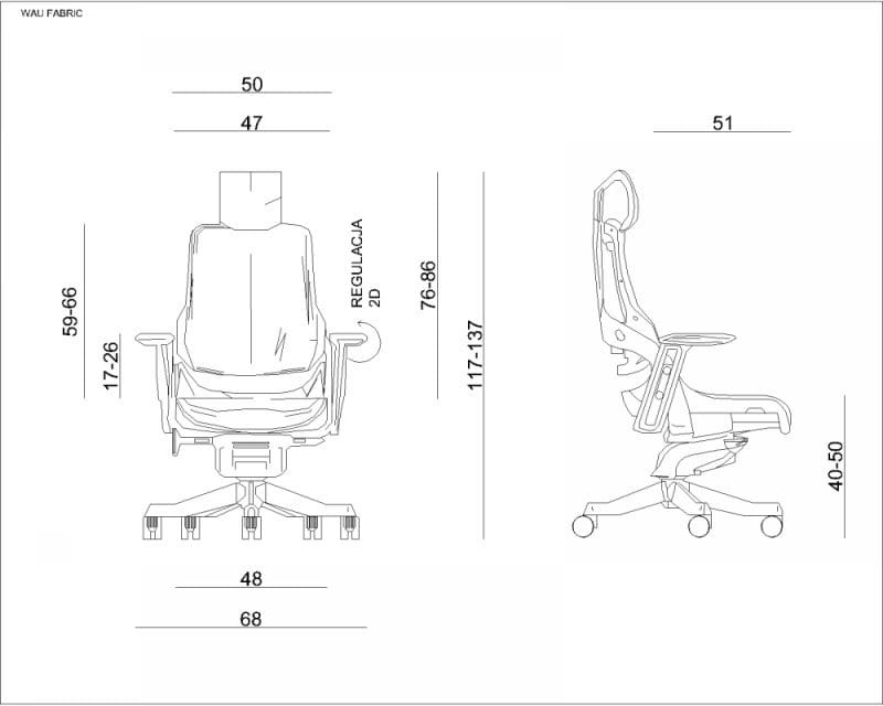 Fotel gabinetowy ergonomiczny WAU czarny BL417 SLATEGREY