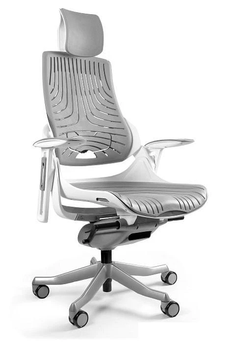 Fotel gabinetowy ergonomiczny WAU biały elastomer TPE - Szary