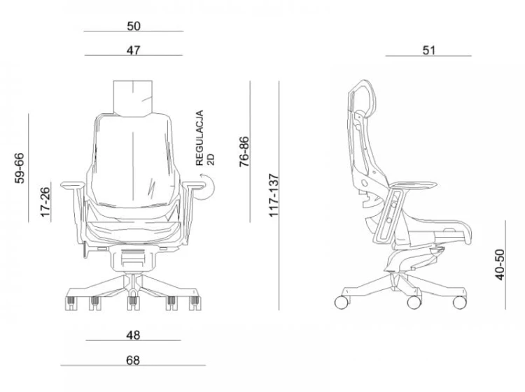 Fotel gabinetowy ergonomiczny WAU biały elastomer TPE - Szary