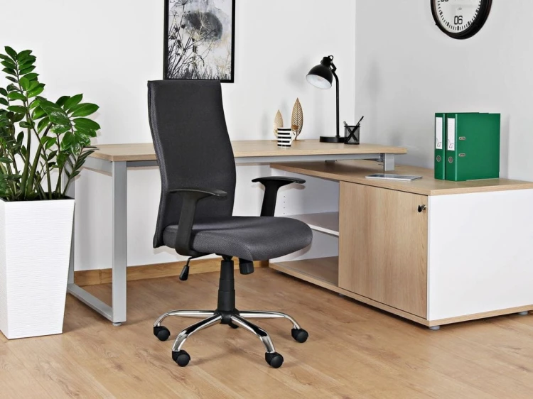 Fotel biurowy tapicerowany Black on Black - NL czarny