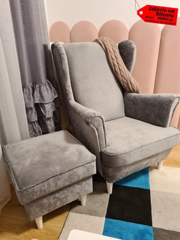 Fotel uszak Lily gładki z podnóżkiem -  zdjęcie od klienta