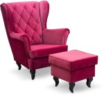 Fotel uszak Lily Classic z podnóżkiem w stylu skandynawskim