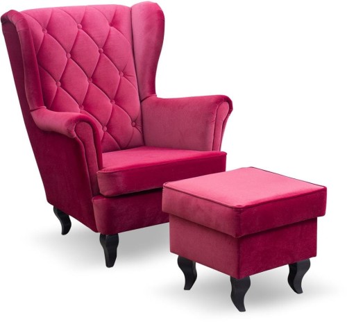 Fotel uszak Lily Classic z podnóżkiem w stylu skandynawskim