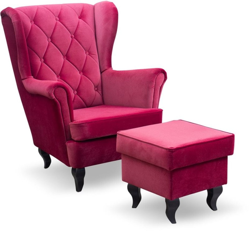 Fotel uszak Lily Classic z podnóżkiem w stylu skandynawskim