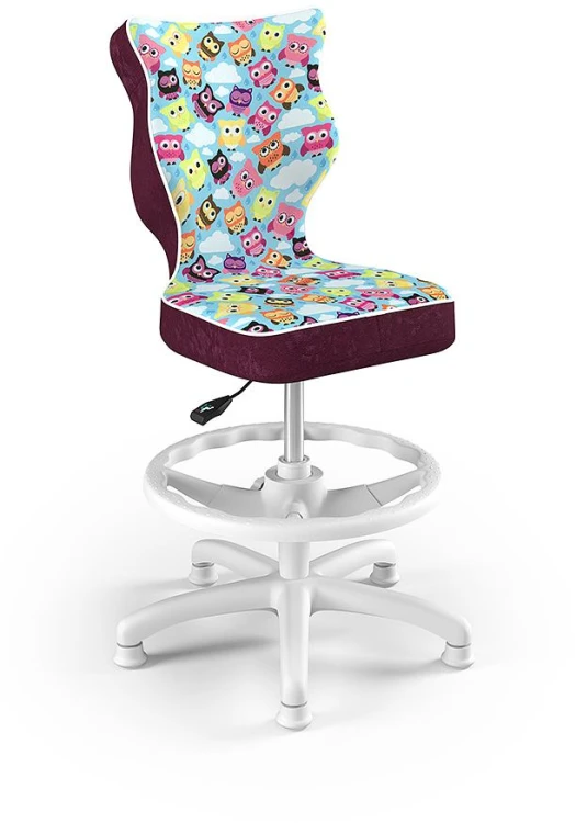 Fotel biurowy z podnóżkiem Petit W Storia dziecięcy wzrost 133-159 cm Sowy
