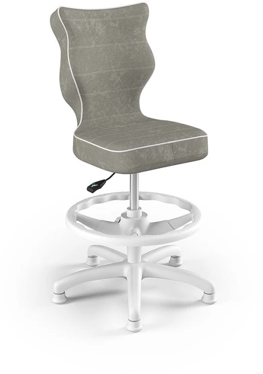 Fotel biurowy z podnóżkiem Petit W Visto dziecięcy wzrost 133-159 cm Szary