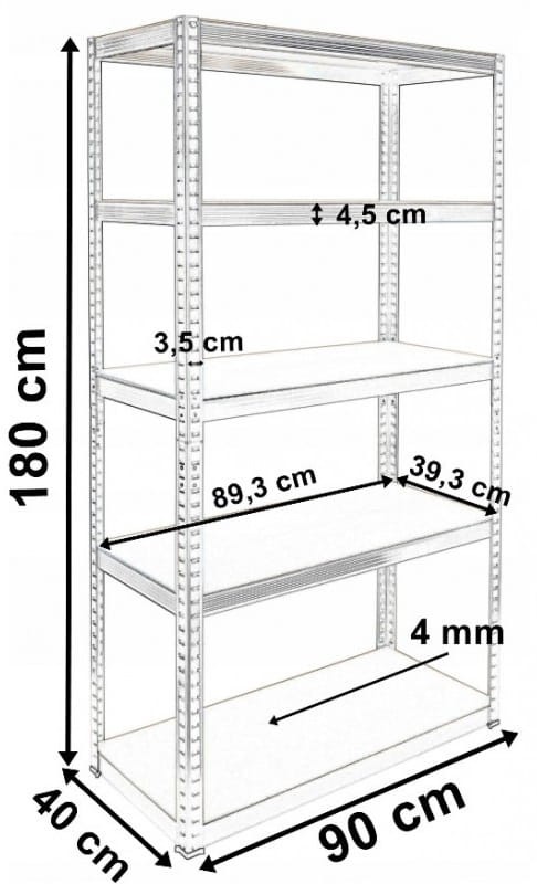 Regał magazynowy metalowy 180cm - wymiary