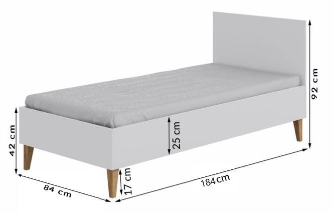 Łóżko dziecięce 180x80 KUBI szare