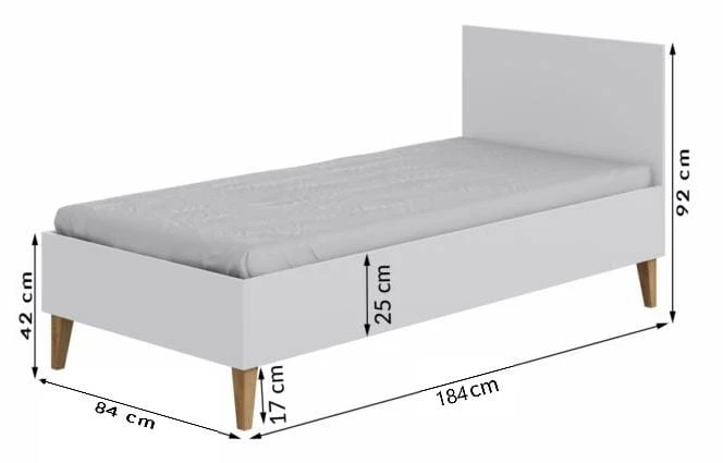 Łóżko dziecięce 180x80 KUBI białe