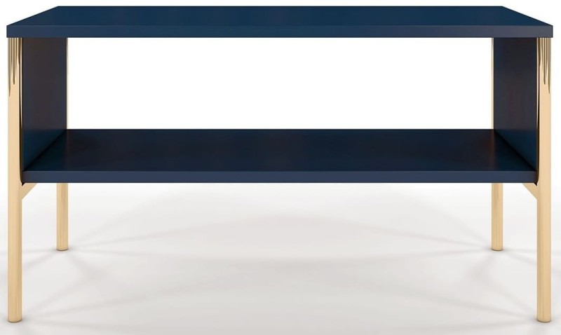 Granatowy stolik kawowy na złotych nóżkach Polka Navy Blu