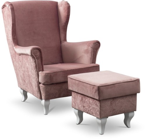 Fotel uszak Lily Decor z podnóżkiem w stylu skandynawskim