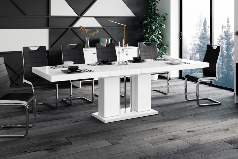Stół rozkładany LINOSA 160-260 cm biały połysk