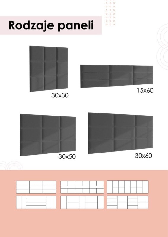 Panel tapicerowany modułowy 60x30 cm