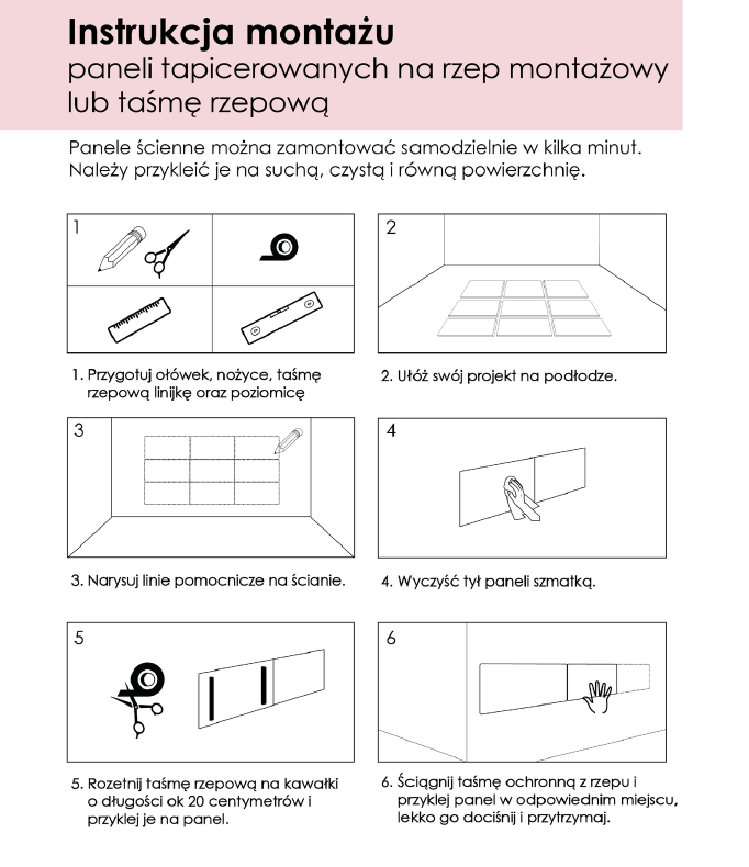Panel tapicerowany modułowy 70x30 cm