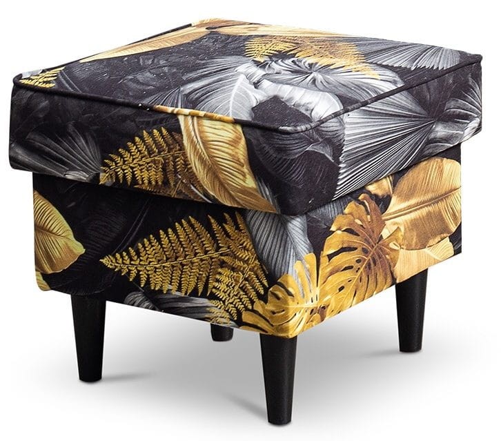 Podnóżek tapicerowany Lily Kwiaty w stylu skandynawskim