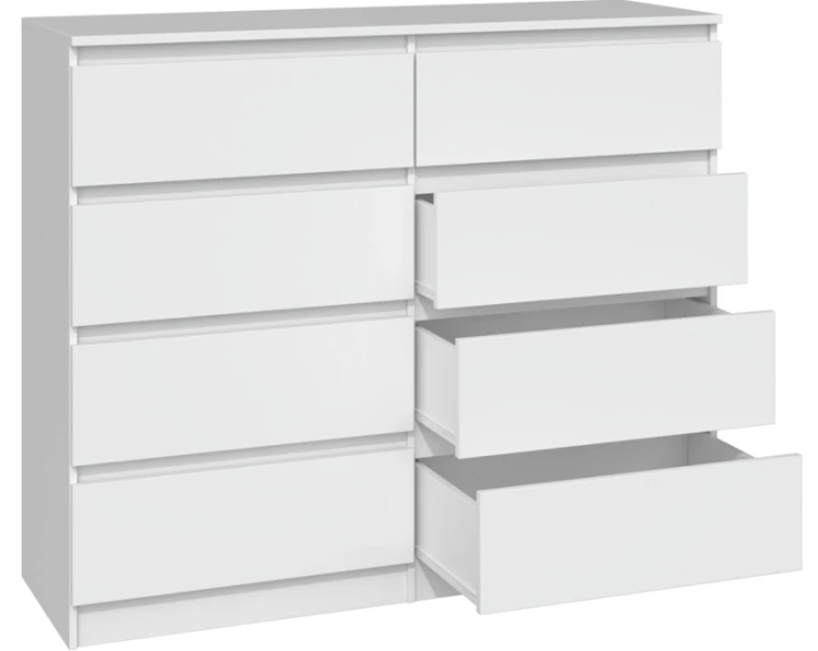 Komoda Malwina 8 szuflad Biała 120