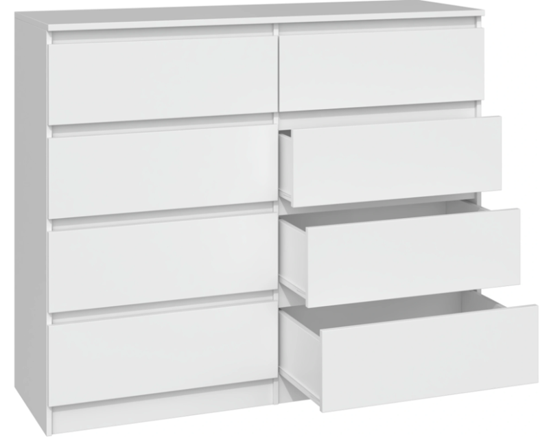 Komoda Malwina 8 szuflad Biała 120