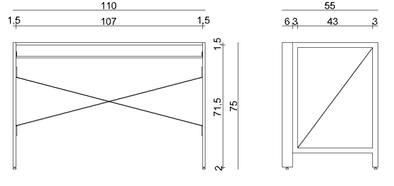 Biurko składane QUICK czarny/golden teak