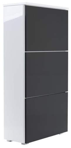 Szafka na buty złożona Puerto lakier biały/czarny połysk