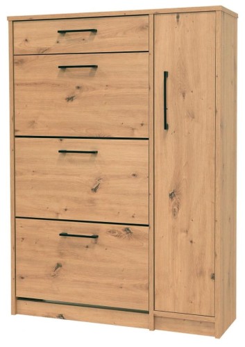 Szafka na buty Marilia 3 do przedpokoju z czarnymi uchwytami