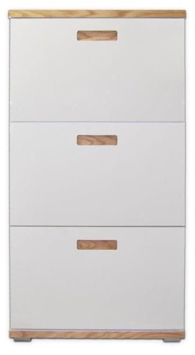 Szafka na buty Bueno złożona biały mat/dąb naturalny uchwyty wpuszczane