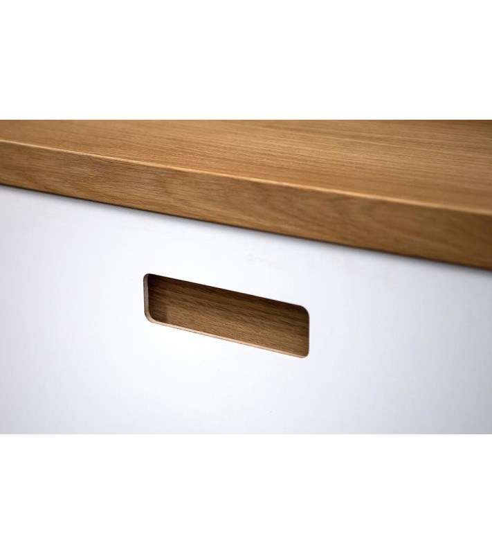 Szafka na obuwie z siedziskiem Bueno mała biały mat/dąb naturalny