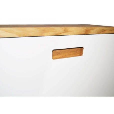 Szafka na obuwie z siedziskiem Bueno biały mat/dąb naturalny