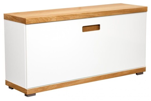 Szafka na obuwie z siedziskiem Bueno biały mat/dąb naturalny