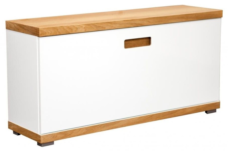 Szafka na obuwie z siedziskiem Bueno biały mat/dąb naturalny
