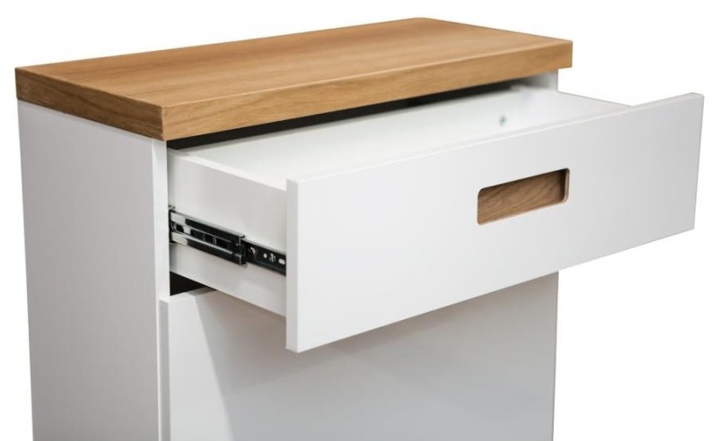 Szafka na buty Bueno z szufladą biały mat/dąb naturalny