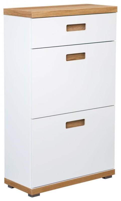 Szafka na buty Bueno z szufladą biały mat/dąb naturalny