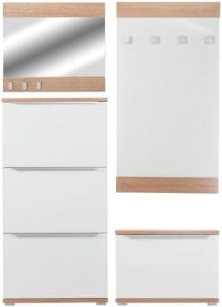 Bueno szafa na buty/komplet przedpokojowy biały mat/dąb naturalny