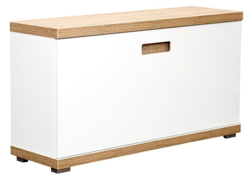 Szafka na obuwie z siedziskiem Bueno biały połysk/dąb sonoma