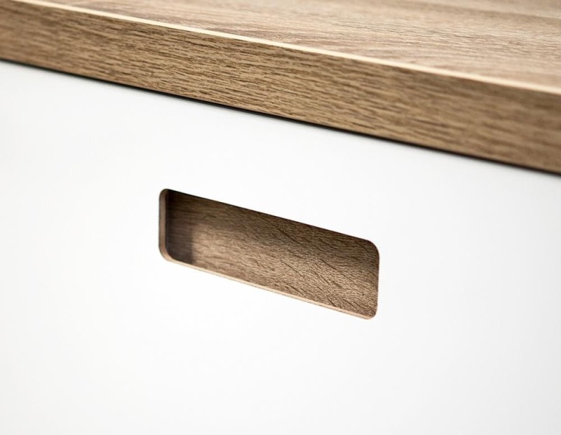 Szafka na obuwie z siedziskiem Bueno biały połysk/dąb sonoma