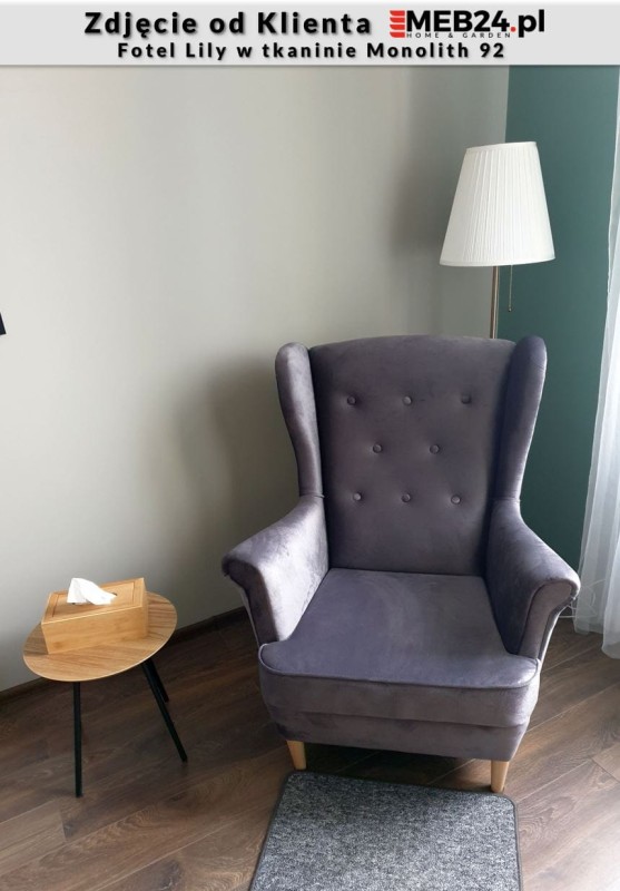 Fotel uszak Lily gładki z podnóżkiem -  zdjęcie od klienta