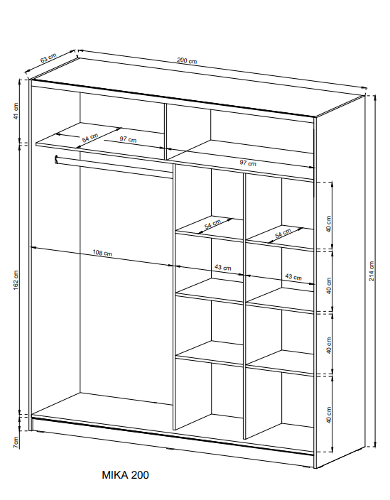Szafa przesuwna Mika I 200cm sonoma