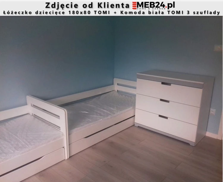 Komoda TOMI 3 szuflady + Łóżeczko dziecięce 180x80 TOMI - zdjęcie klienta