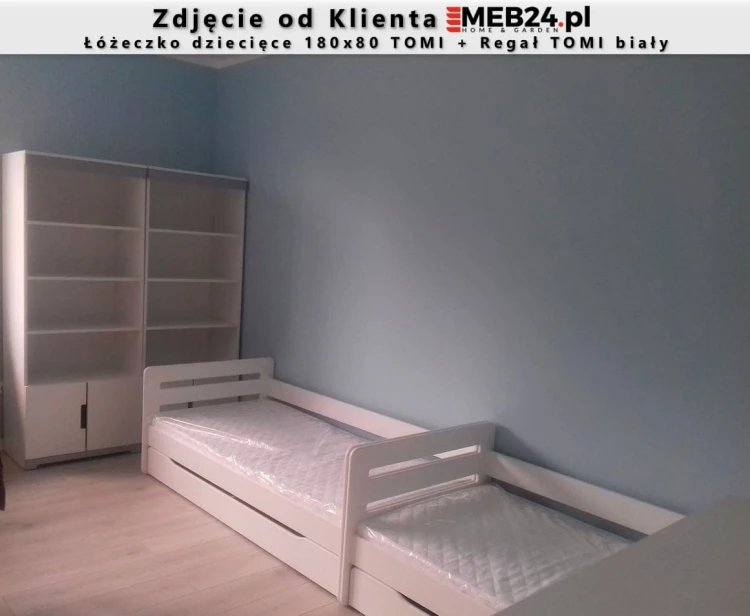 Regał TOMI biały + Łóżeczko dziecięce 180x80 TOMI - zdjęcie klienta