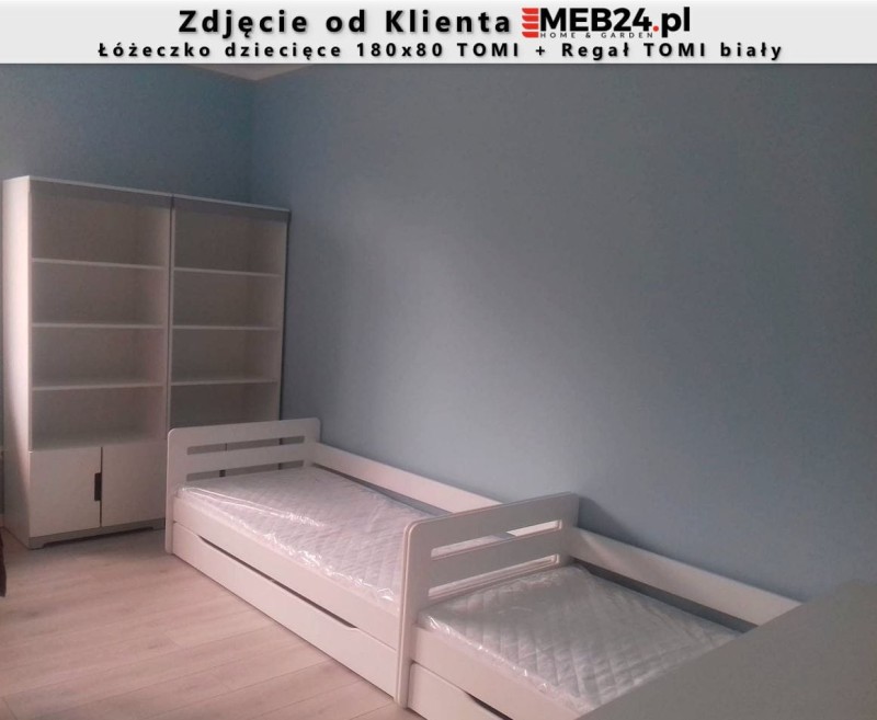Regał TOMI biały + Łóżeczko dziecięce 180x80 TOMI - zdjęcie klienta