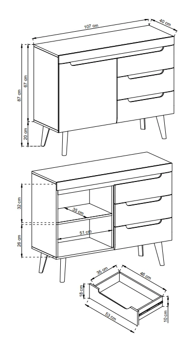 Komoda Nordi dąb artisan 107cm szeroka