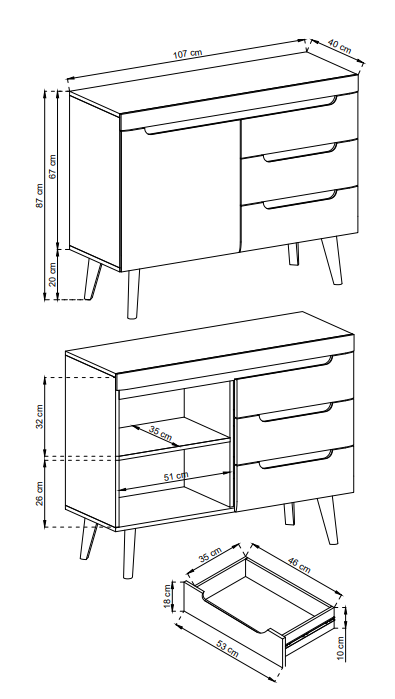 Komoda Nordi dąb artisan 107cm szeroka