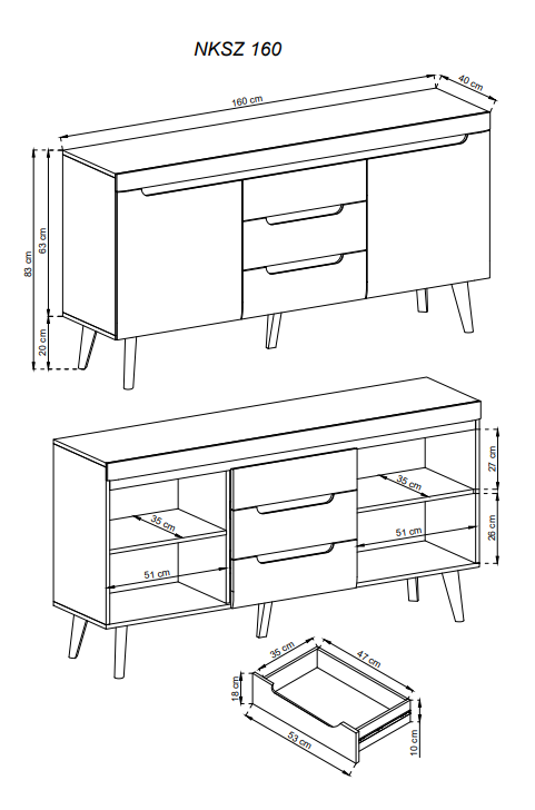 Komoda Nordi dąb artisan 160 cm