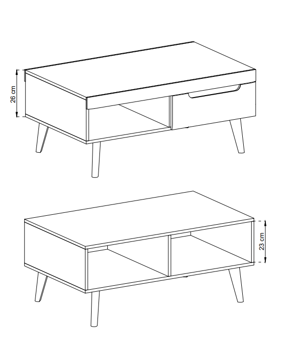 Stolik kawowy Nordi z szufladą dąb artisan