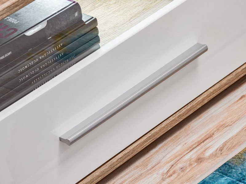 Szafka RTV SANDER dąb monument & biały MDF połysk