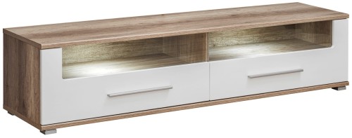 Szafka RTV SANDER dąb monument & biały MDF połysk