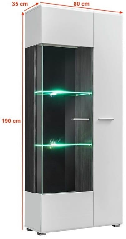 Witryna lewa/prawa SOLIDO TWIN sosna norweska czarna/biały MDF połysk