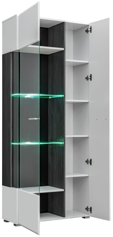 Witryna lewa/prawa SOLIDO TWIN sosna norweska czarna/biały MDF połysk