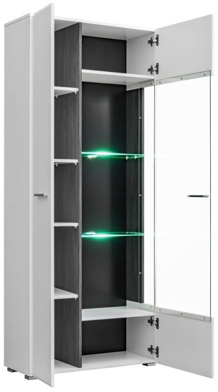 Witryna lewa/prawa SOLIDO TWIN sosna norweska czarna/biały MDF połysk