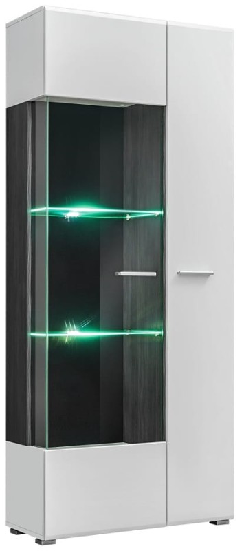 Witryna lewa/prawa SOLIDO TWIN sosna norweska czarna/biały MDF połysk