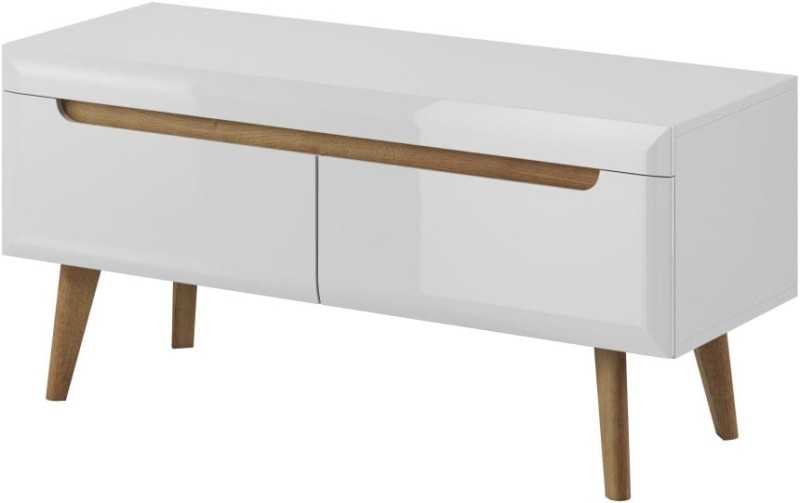 Szafka RTV Nordi 107cm biały połysk / dąb riviera